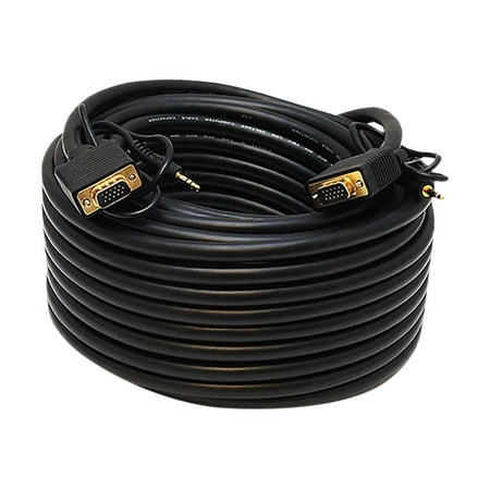 UPC: 0844660053637 | Monoprice Super VGA HD15 M/M Cable – 75 Feet With Stereo Audio and Triple Shielding | Gold Plated  CL2 Rated