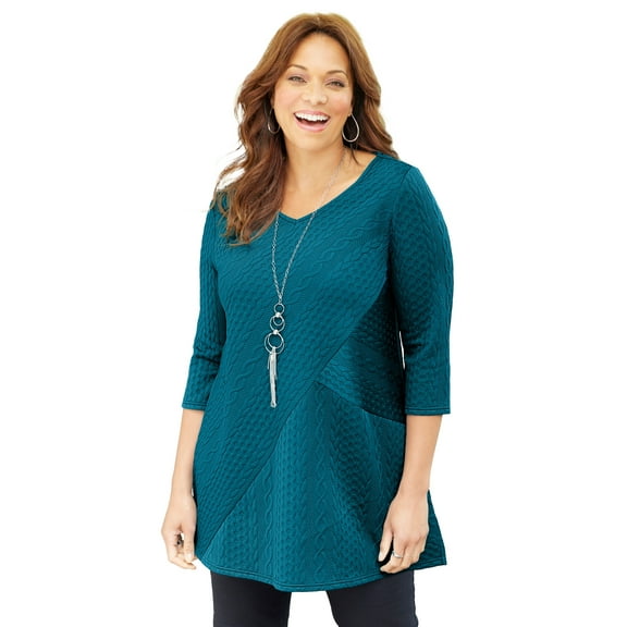 Catherines Women's Plus Size Spliced Cable Tunic
