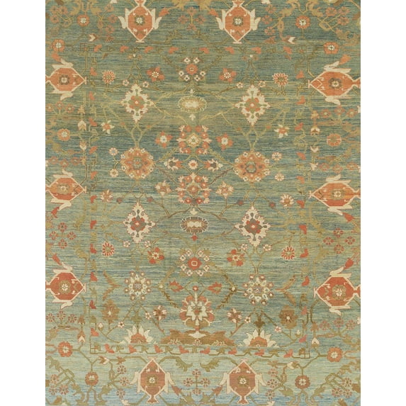Ahgly Company Machine Washable Indoor Rectangle Abstract Fall Leaf Brown Green Area Rugs, 6' x 9'