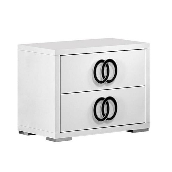 J & M Furniture 18122-NS 22 x 24 x 16 in. Luxuria Night Stand, White & Black
