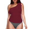 thumbnail image 2 of TEVEQ Women's Two Piece Swimsuits One Shoulder Tankini Tummy Bat One Piece Swimsuit Women Tummy Control Slimming Cheeky Modest 2025 Trendy Swim Suits for Women 2025 Bathing Suit for Women One Piece, 2 of 4