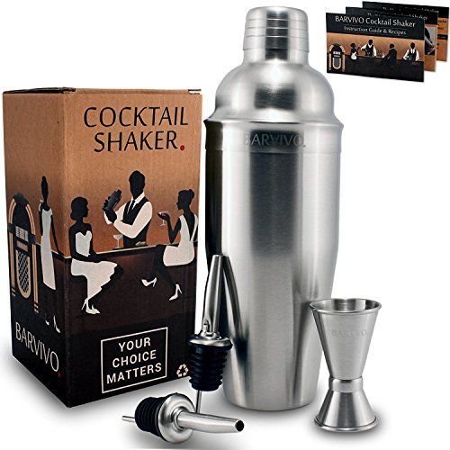 Professional Cocktail Shaker Set w/ a Double Jigger & 2 Liquor Pourers