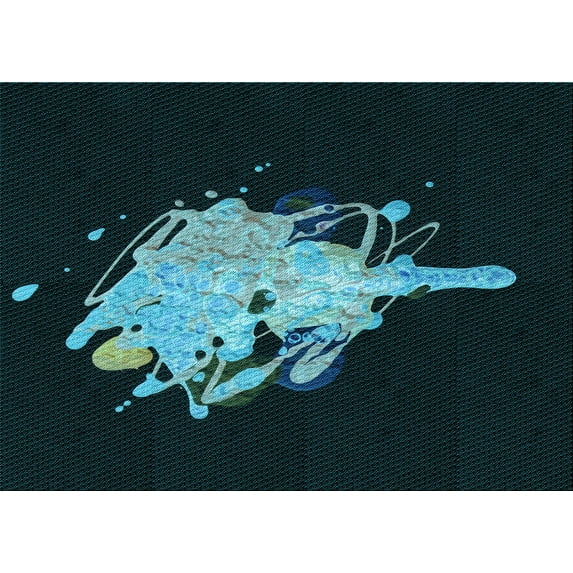 Ahgly Company Indoor Rectangle Patterned Dark Cyan Green Area Rugs, 2' x 3'