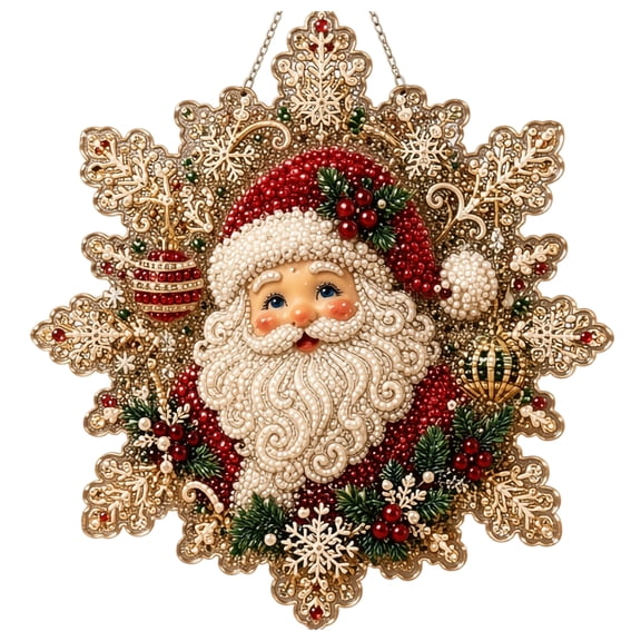 Christmas Diamond Painting Kit for Adults, 5D DIY Rhinestone Art Craft with Pearl Embellishments, Santa Claus Holiday Home Wall Decor Gift, 12 Colors