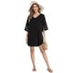 thumbnail image 5 of Jumpingount Vestido informal para mujer, traje de baño, manga acampanada, corte en A, escote en V profundo, ropa de playa, de Color sólido Vestidos Negro METRO, 5 of 6