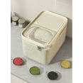 thumbnail image 3 of 1pc 10lb/20lb Clear Color Household Sealing Sliding Lid Rice Storage Container, Flour, Grains Cereal Dispenser, 3 of 9