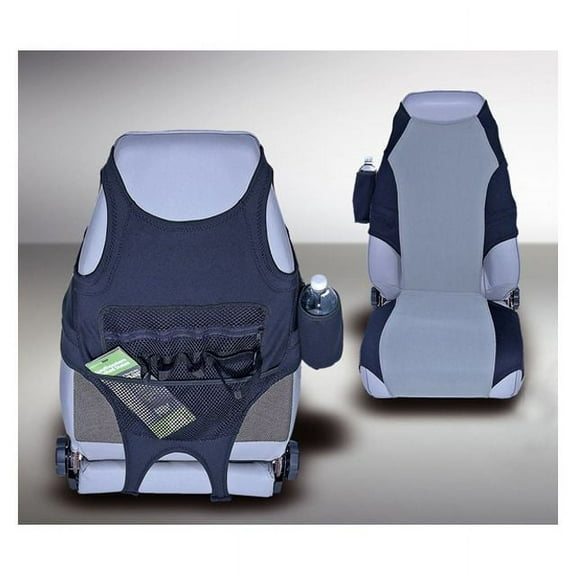 Rugged Ridge by RealTruck Seat Protectors for Jeep CJ/Wrangler YJ | UV Treated Poly Cotton Fabric, Black/Gray | 13235.19 | Compatible with 1976-2006 Jeep CJ & Wrangler