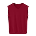 thumbnail image 4 of Yaoyar Mens Slim Fit V-Neck Sleeveless Knit Vest Fashion Solid Color Sleeveless Camisole Pullover V-neck Knitted Sweater Casual Layered Wear, 4 of 5