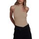 thumbnail image 1 of Body acanalado sexy Top ajustado de doble capa para mujeres que tocan fondo (Beige L) FLhrweasw Para estrenar, 1 of 8