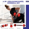 thumbnail image 3 of Soozier Ensemble d'Haltères Réglables 4-en-1 de 66 Lb – Barre, Kettlebell et Support de Pompes pour la Mise en Forme à Domicile, Poids en Plastique Rouges – Idéal pour l'Entraînement de Force, 3 of 7