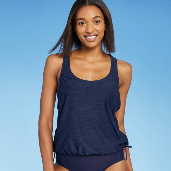 Kona Sol Women's Side-Tie Tankini Top Extra Large Oxford Blue