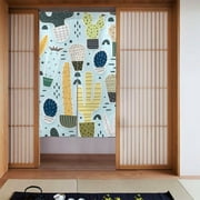 XMXT Japanese Noren Doorway Room Divider Curtain,Cactus Decorative Print Restaurant Closet Door Entrance Kitchen Curtains, 34 x 56 inches