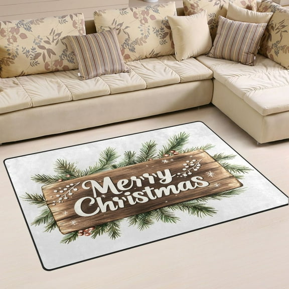 Ryvnso Merry Christmas Leaf Area Floor Mat Non-Slip Carpet Soft Rugs Doormats 31" x 20"