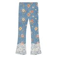 thumbnail image 3 of Kiijoy Girls Floral Flare Denim Pants Vintage Elastic Waist Soft Pants, Sizes 2-12, 3 of 8