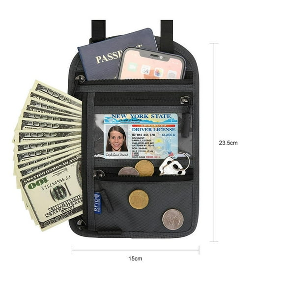 Greeniant Bolsa multifuncional para pasaporte con cuello colgante, bandolera RFID, bolsa de almacenamiento de un solo hombro, funda protectora para Ropa Deportiva, Zapatos Greeniant OD008936-00