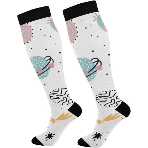 GZHJMY Space Compression Socks, Women Men Long Stocking (20-30mmHg), Travel Knee High Stockings for Athletic Sports,Running,Cycling,Nursing