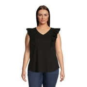 Terra & Sky Women's Plus Size Ruffled V-Neck Top