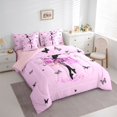 thumbnail image 2 of Castle Fairy Floral Ballet Girl Twin Bedding 7-Piece,Watercolor Butterfly Pattern Bedding Comforter Set,Pink White,Grey Reversible, 2 of 7