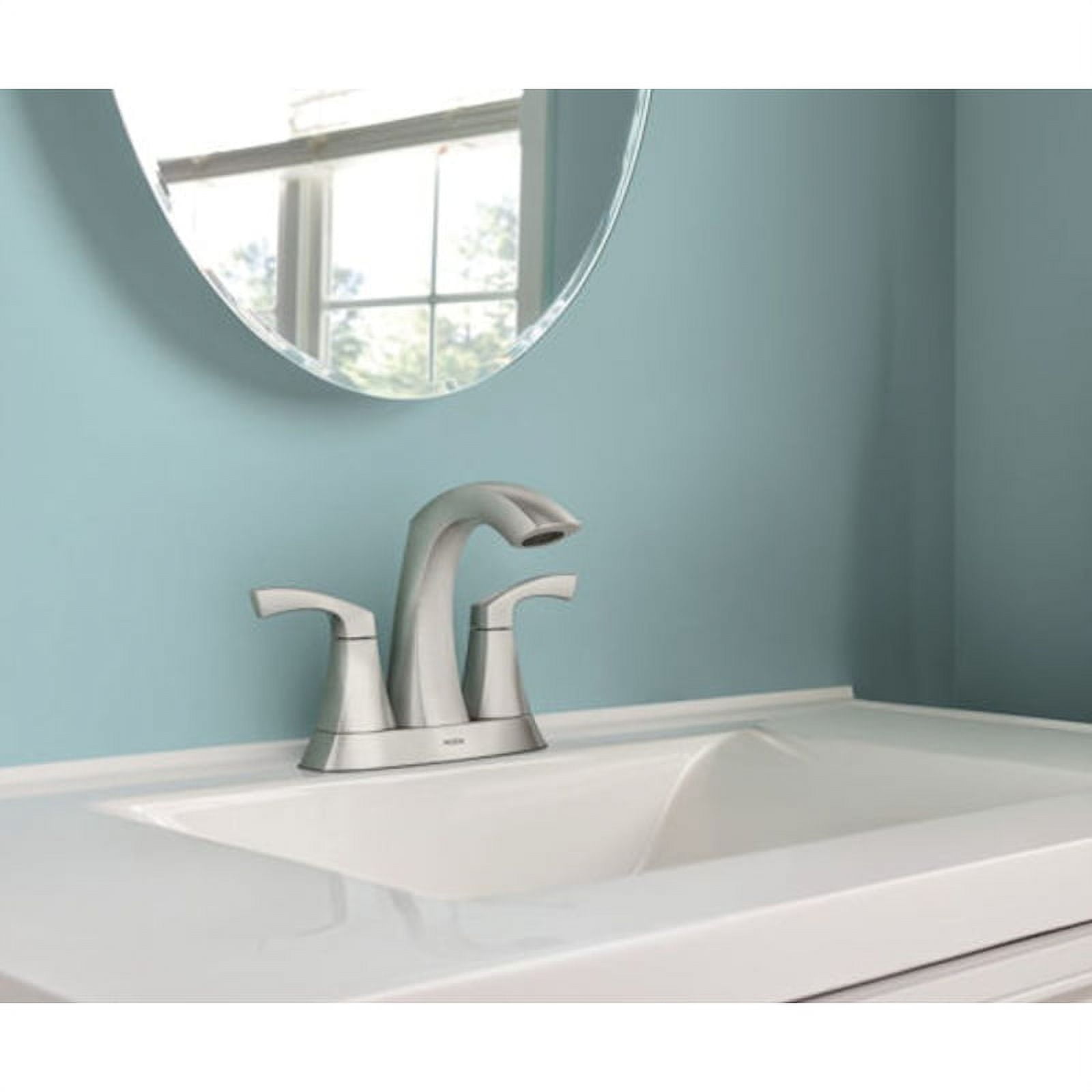 Moen Lindor Spotshield Brushed Nickel Two-Handle Bathroom Faucet 4 in.