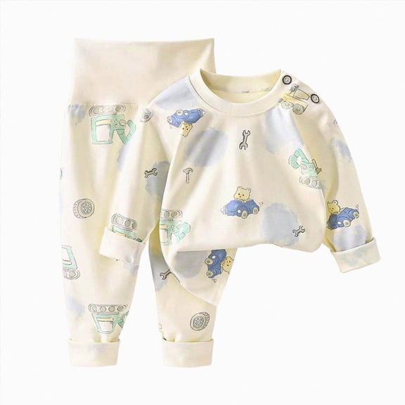 xaweyi Kids Children 4-7 Years Long Sleeve Pajamas Set Soft Cotton Sleepwear Cute Cartoon Print 2 Piece Homewear,Sizes 3-4 Years