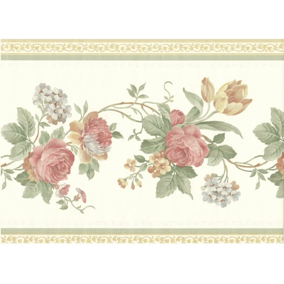 879715 Satin Floral Wallpaper Border b5175