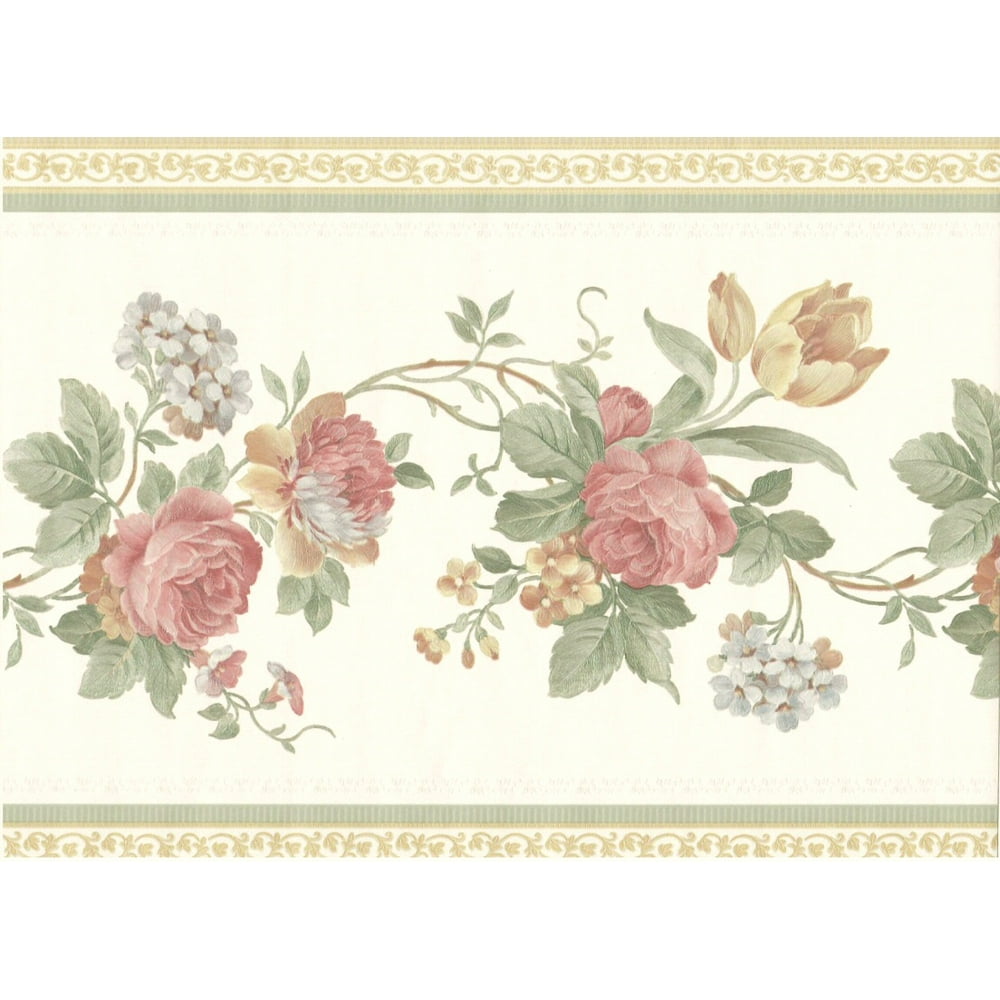 879715 Satin Floral Wallpaper Border b5175