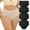 2Black+2Black, variant on GAI YI Women's High Waisted Cotton Briefs Ladies Lace Underwear Soft Stretch Full Coverage Panties 4 Pack