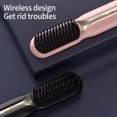 thumbnail image 4 of Hair Straightener Brush, Heated Ionic Hair Straightener Comb, Cordless Curling Hair Straightening Styling Comb, Hair Styling Tools for Less Frizz, Shinier & Smoother Hair, 20s Quick Heat-Up, Pink, 4 of 8
