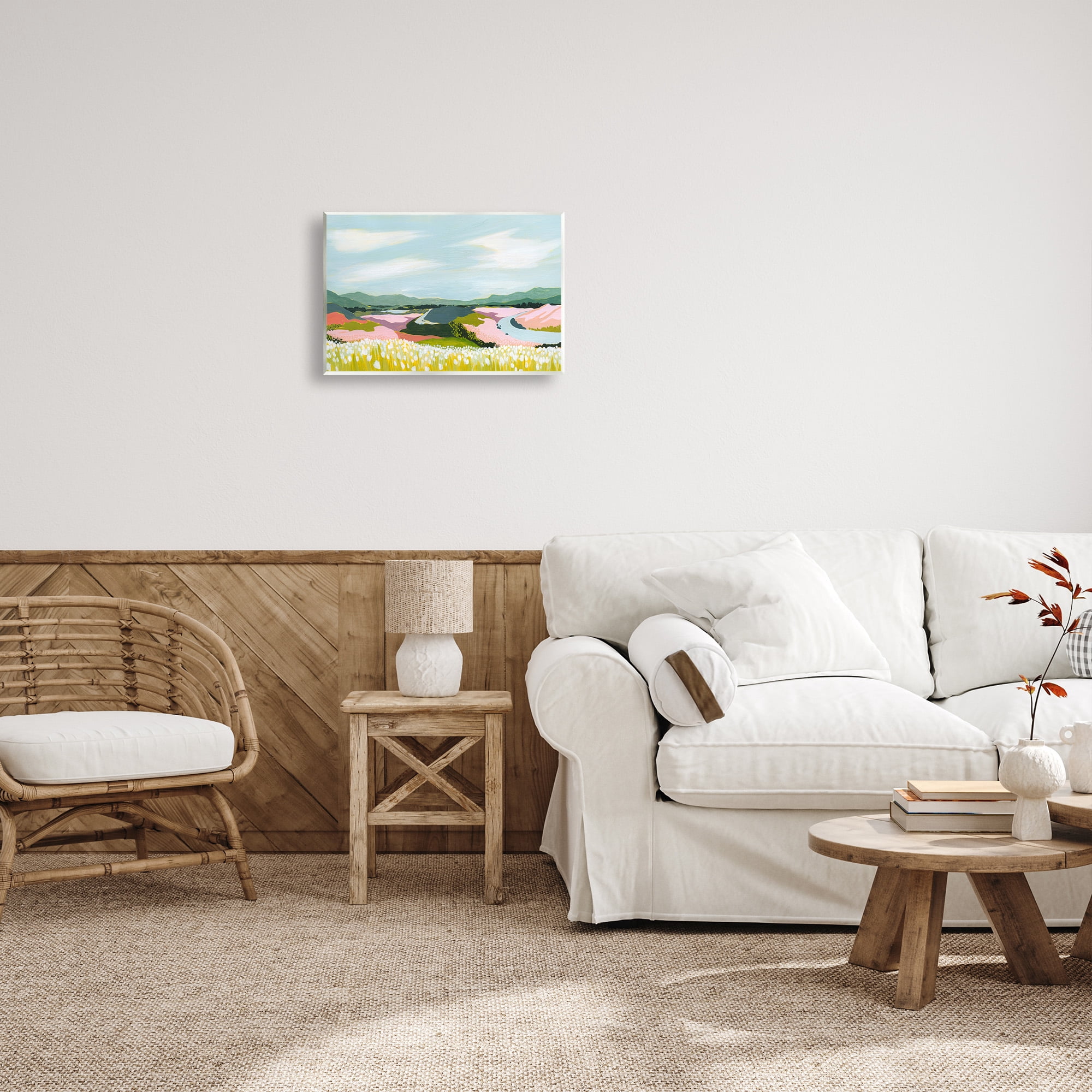 Stupell Industries Modern Mountain Stream Landscape Painting Unframed Art Print Wall Art, 19 x 13