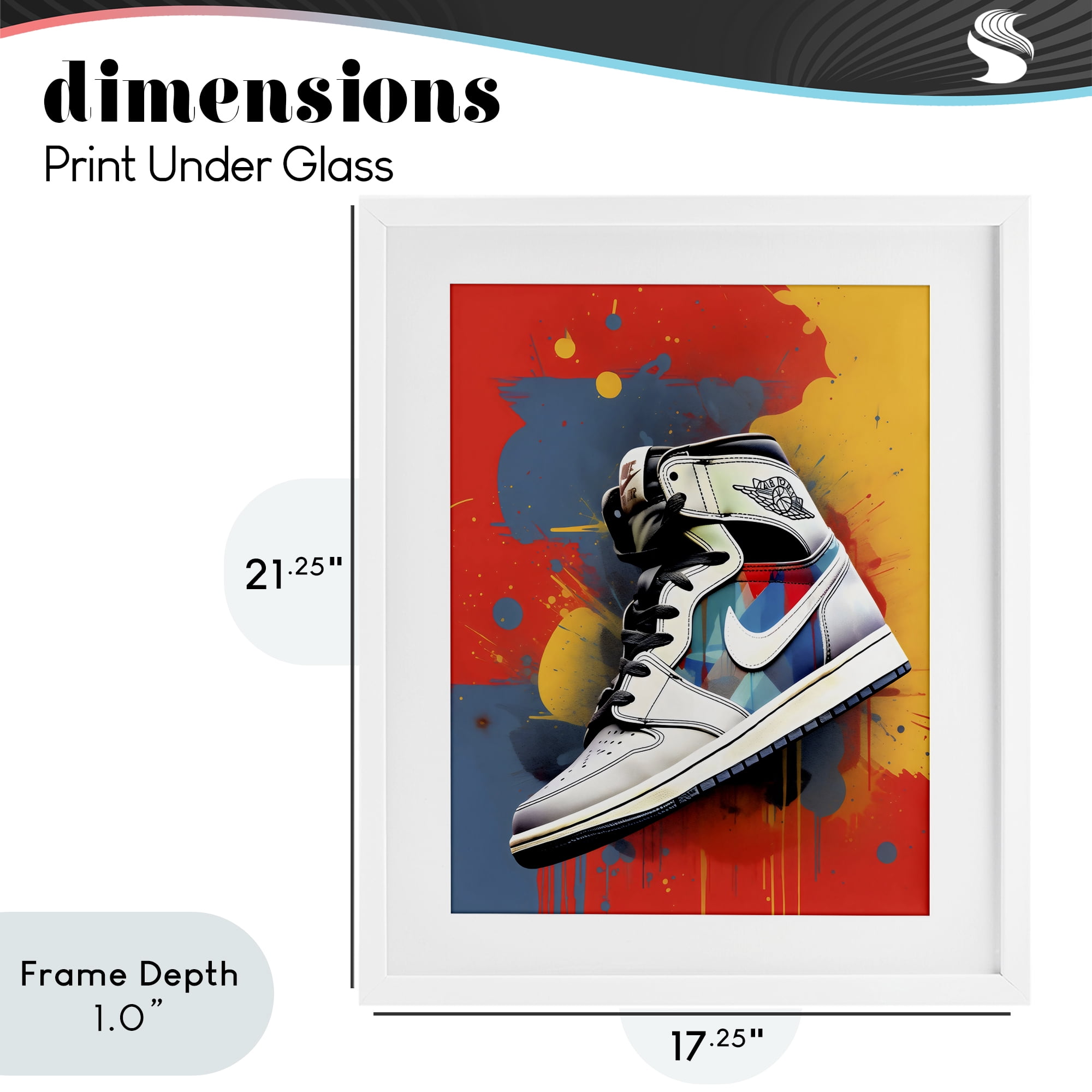 Stupell Industries Shoe With Colorblock Background White Framed Print Under Glass, design by Creative Studio
