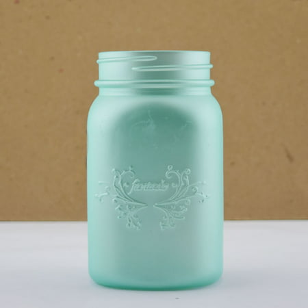 Fantado Regular Mouth Frosted Frozen Blue Mason Jar w/ Handle, 16oz / 1 Pint by