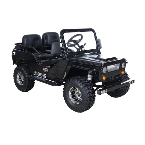 X-Pro Ranger 125 125cc Go Kart Gas Mini Jeep, 3-Speed Semi-Automatic Transmission, LED Headlights with Big 18" Aluminium Rim Wheels!(Black)