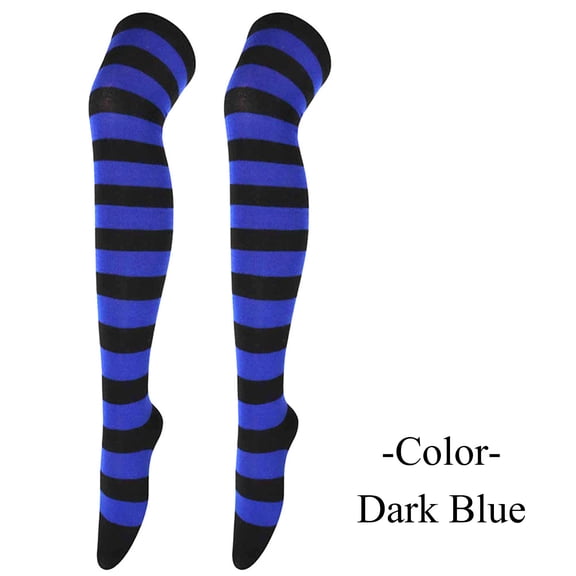 Tight High Stockings for Women Over Knee Socks Multicolored Striped Pattern for Halloween Festival Attire and Daily Wardrobe