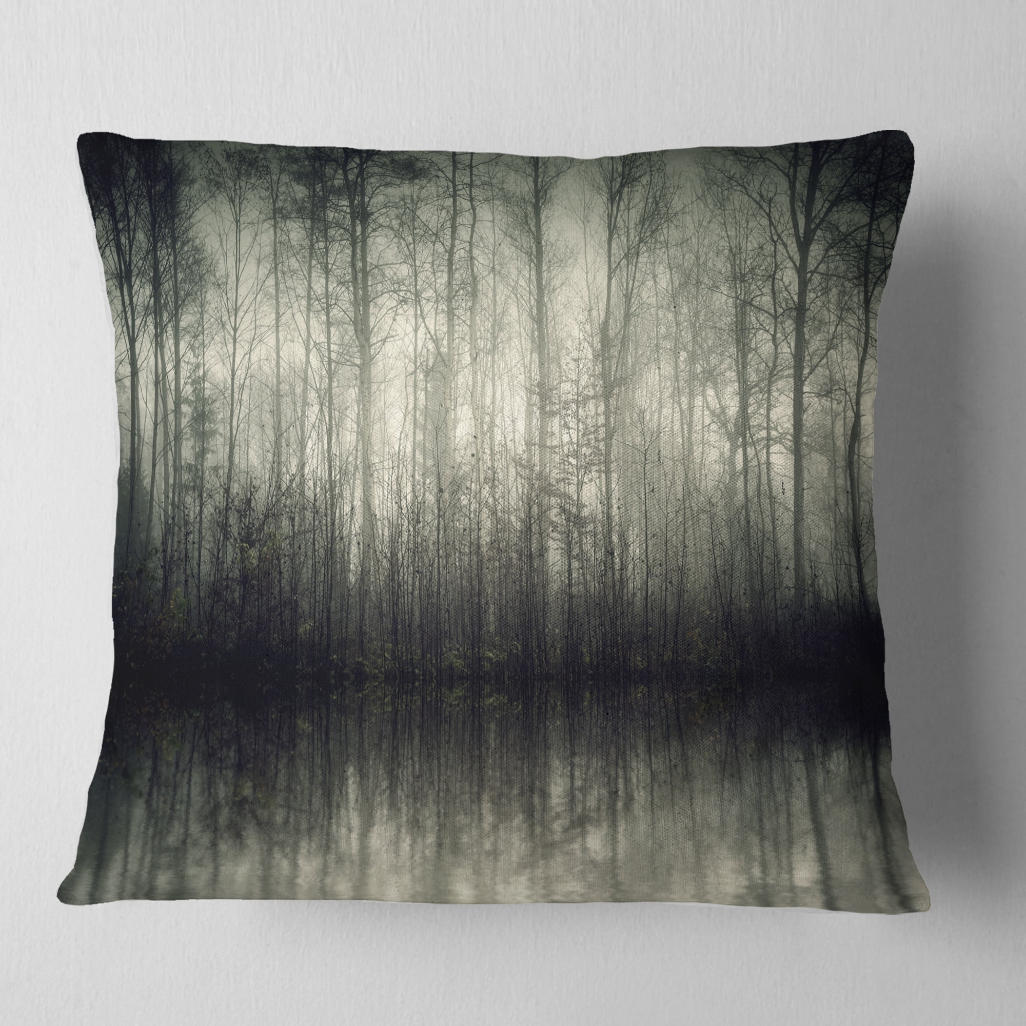 Designart Beautiful Gray Forest in Germany - Landscape Photography Throw Pillow - 16x16
