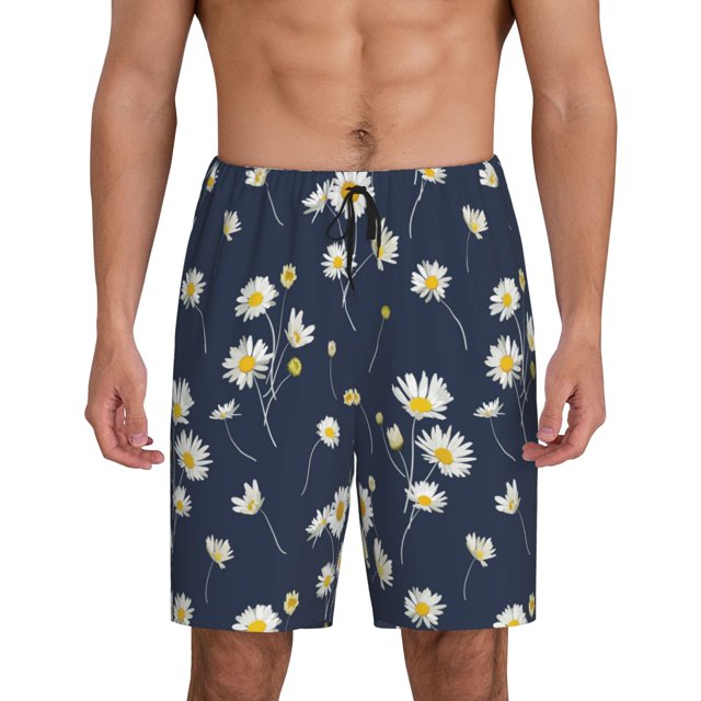 Fotbe Daisies Flowers Pantalones Cortos de Pijama para Hombre, Ropa de Dormir, Pantalones de Pijama Cortos para Hombre-Medium