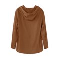 thumbnail image 4 of Linen Hoodie for Men, Long Sleeve Lightweight Button Up, Loose Breathable Boho Beach Hooded Shirt Coffee 2XL, 4 of 5