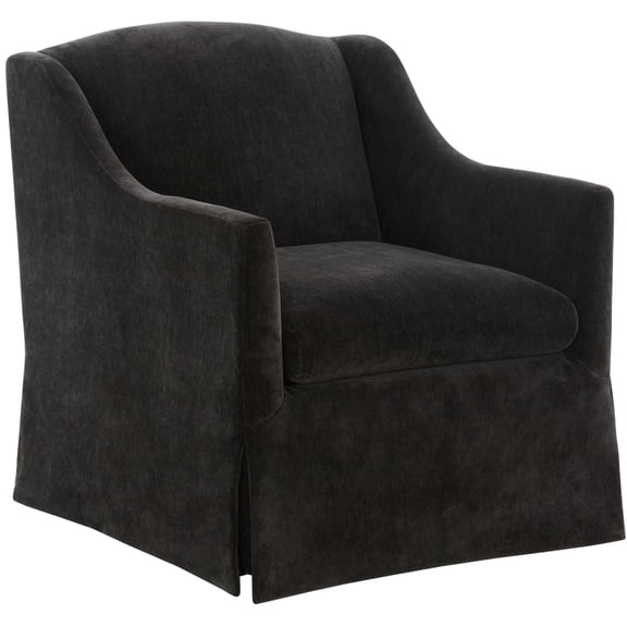 Comfort Pointe Ludlow Dark Brown Polyester Fabric Skirted Swivel Accent Chair