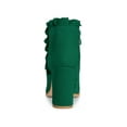 thumbnail image 4 of BLISSFUL STEP Women Ruffle Block High Heels Ankle Boots for Women Emerald Green 7, 4 of 8
