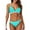 Aqua/White, variant on Attraco Women V Neck Bikini Set High Cut Bathing Suits 2 Piece Tie Back Swimsuits