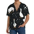 thumbnail image 3 of KLL Fashionable Goose Print Men's Shirt Short Sleeve Button Down Summer Cuba Beach Shirts- Small, 3 of 7