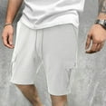 thumbnail image 3 of Cargo Sweat Shorts for Men Casual Drawstring Elastic Waist Athletic Workout Gym Jogger Shorts with Mult Pockets, 3 of 6