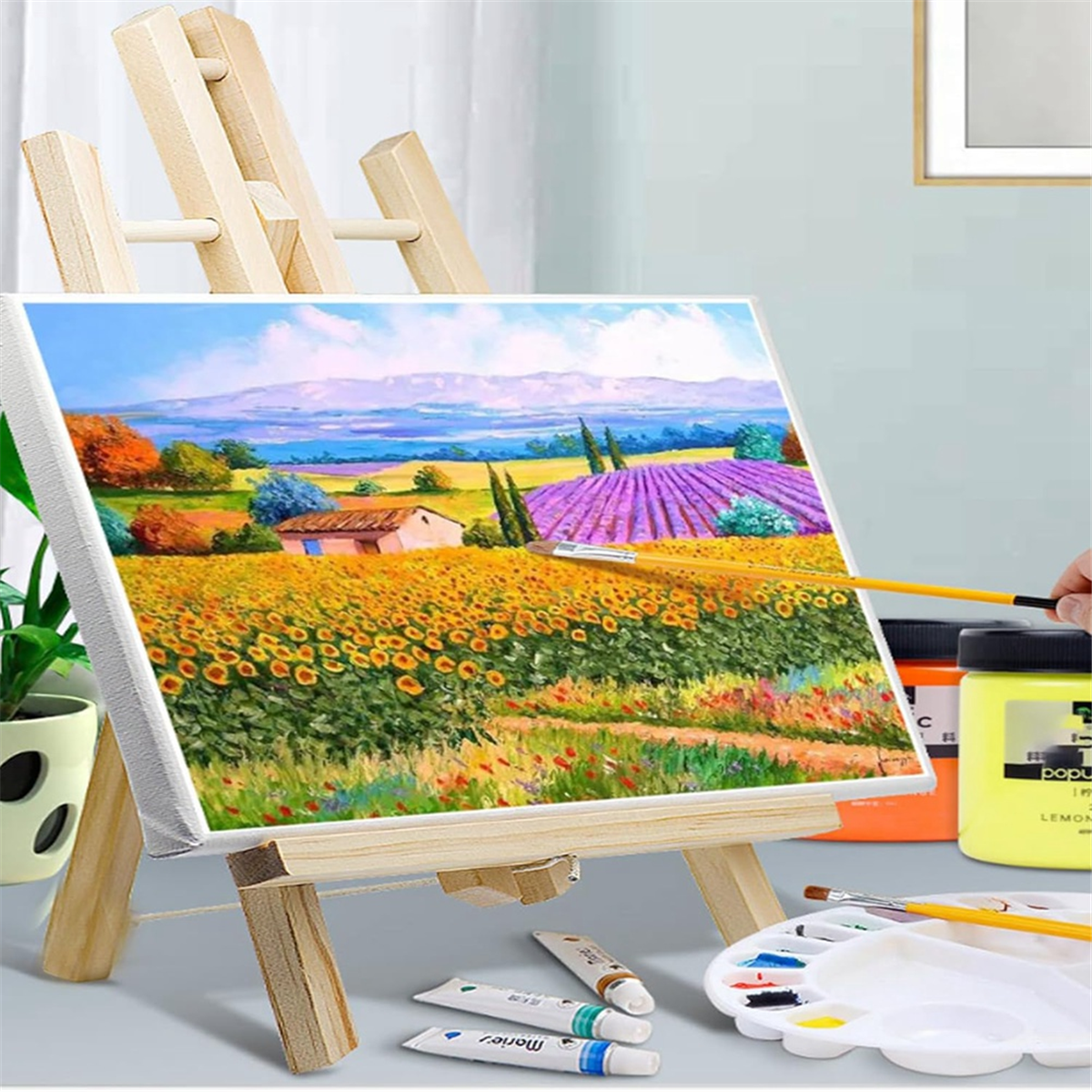 6pcs 16 Inch Wood Easels,Easel Stand for Painting Canvases,Tabletop Display Easel,Painting Easel, Kids Student Easels