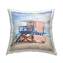 Stupell Industries Americana Beach Hut Square Decorative Printed Throw Pillow, 18 x 18