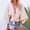 Pink, variant on Women Casual Crop Top with V-Neck Belt Short Sleeves Splice Blouse for Women Elegant Loose Shirt Top Stylish Striped Design Pink XXL