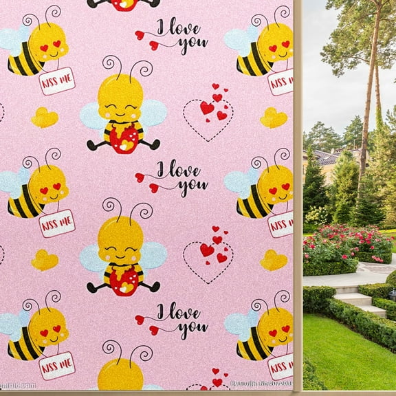 Static Cling Decorative Window Film Frosted Privacy Film Window Clings for Glass Windows No Glue Window Sticker for Bathroom Bedroom Office Cute Letter (1)