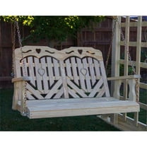 64 in. Treated Pine Heartback Porch Swing with Hearts & Scroll