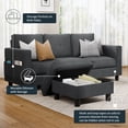 thumbnail image 3 of Walsunny Convertible Sectional Sofa Couch, Modern Linen Fabric L-Shaped Couch 3-Seat Sofa Sectional with Reversible Chaise for Small Living Room, Apartment and Small Space, Black, 3 of 8