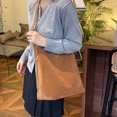 thumbnail image 5 of HUISZJ Retro Suede Shoulder Bag, PU Leather Slouchy Handbag, Large Capacity Tote Bag for Women Travel Work (Brown), 5 of 10