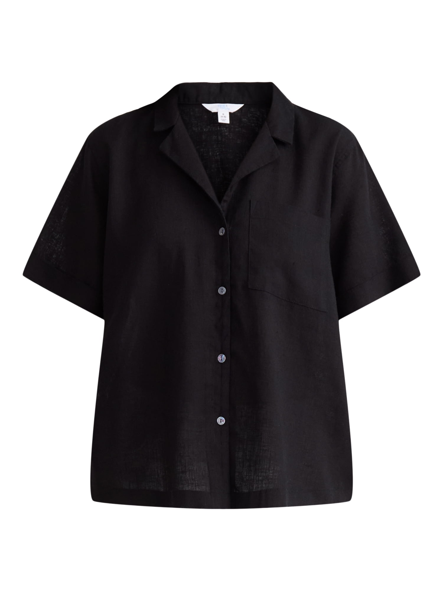 Time and Tru Women’s Cropped Camp Shirt, Sizes XS-XXXL
