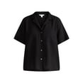 thumbnail image 5 of Time and Tru Women’s Cropped Camp Shirt, Sizes XS-XXXL, 5 of 5